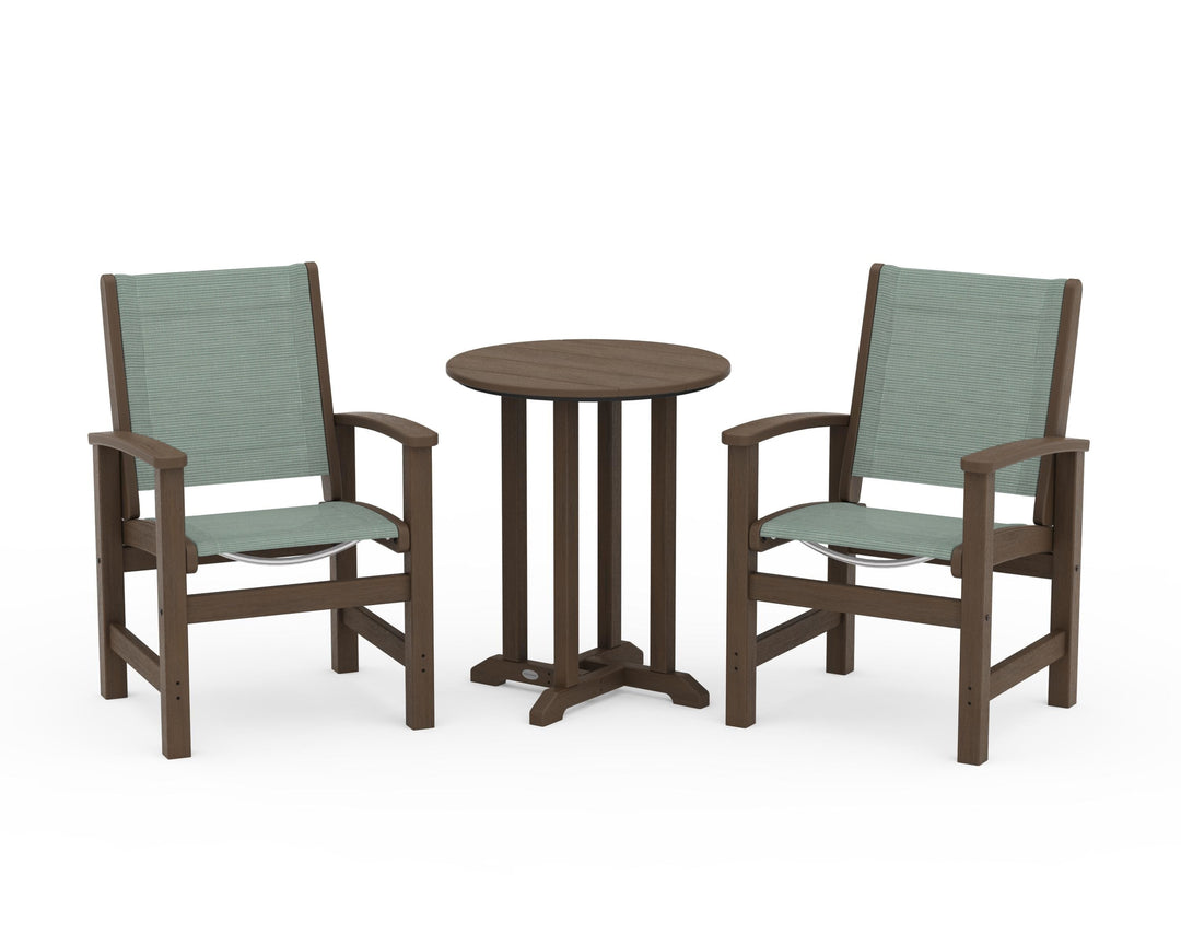 POLYWOOD® Coastal 3-Piece Round Bistro Dining Set
