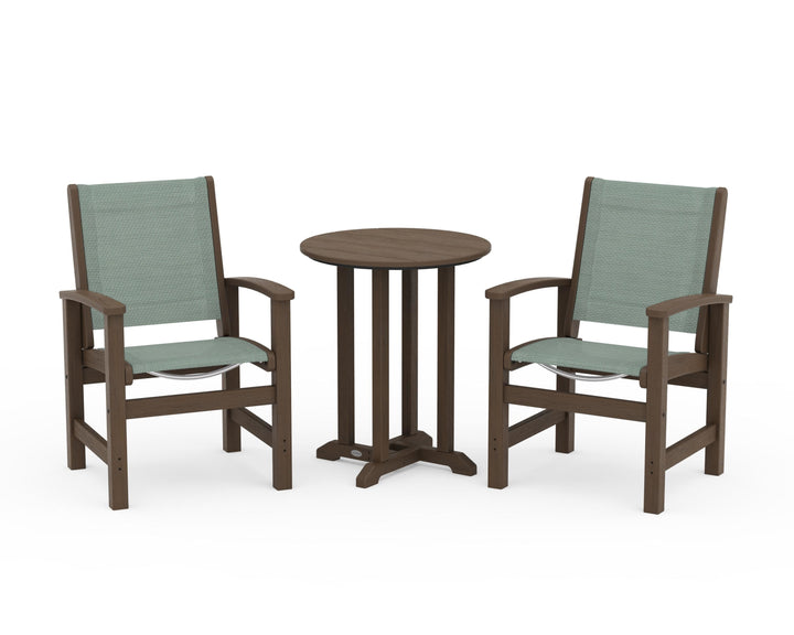 POLYWOOD® Coastal 3-Piece Round Bistro Dining Set