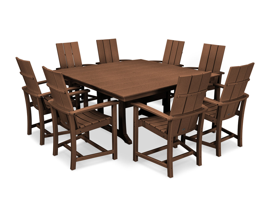POLYWOOD® Modern Adirondack 9-Piece Farmhouse Trestle Dining Set