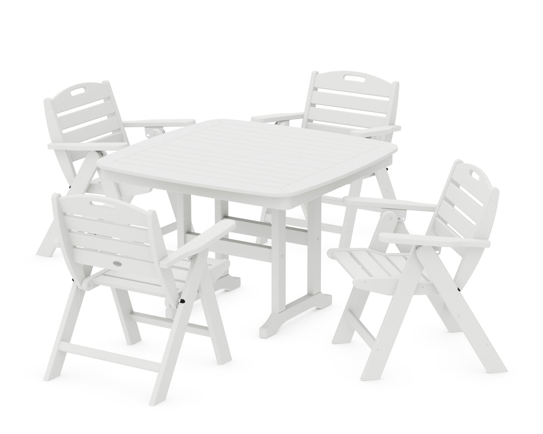 POLYWOOD® Nautical Folding Lowback Chair 5-Piece Dining Set with Trestle Legs