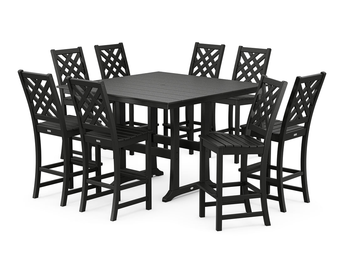 Country Living Wovendale Side Chair 9-Piece Square Farmhouse Bar Set with Trestle Legs