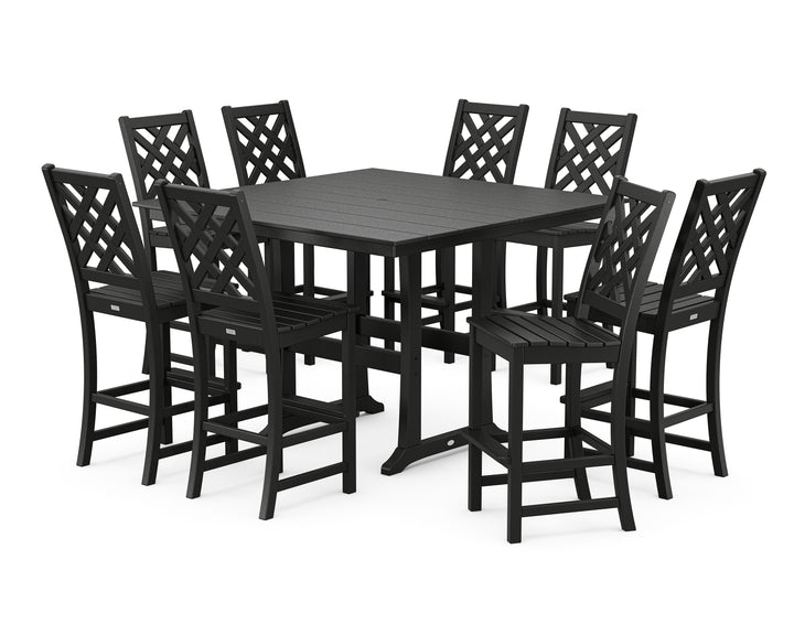 Country Living Wovendale Side Chair 9-Piece Square Farmhouse Bar Set with Trestle Legs