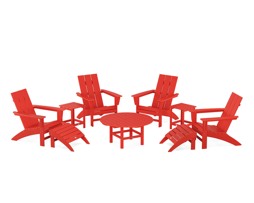 POLYWOOD® Modern Adirondack Chair 9-Piece Conversation Set