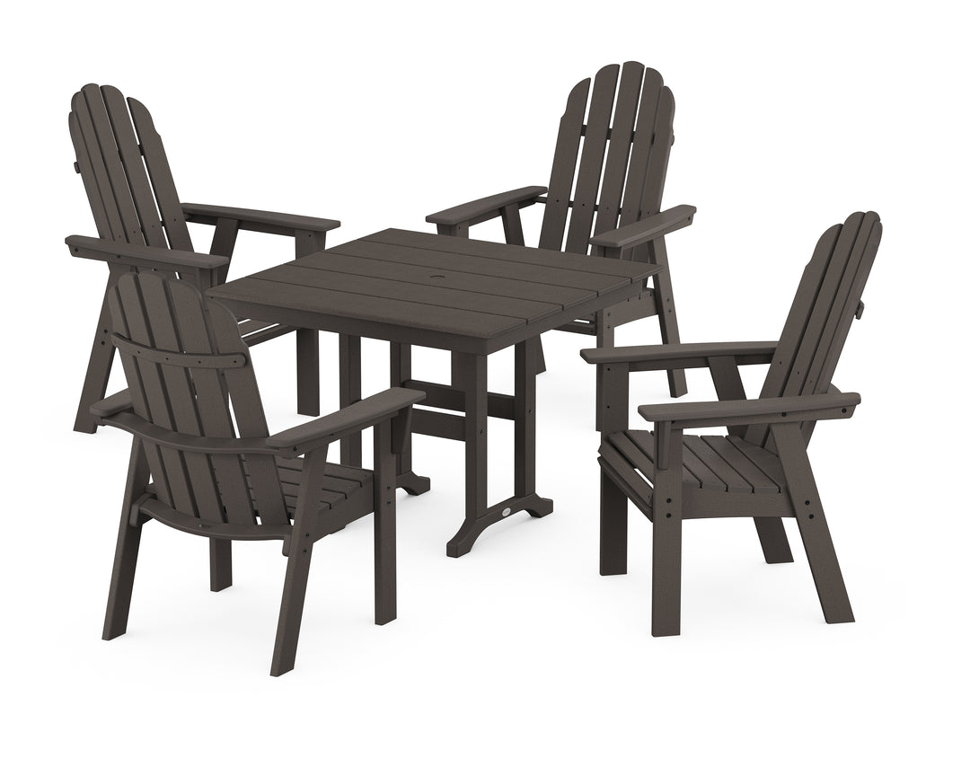 POLYWOOD® Vineyard Curveback Adirondack 5-Piece Farmhouse Dining Set