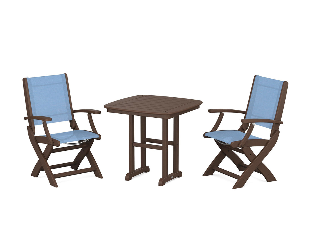 POLYWOOD® Coastal Folding Chair 3-Piece Dining Set