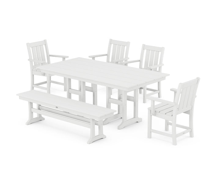 POLYWOOD® Oxford 6-Piece Farmhouse Dining Set with Bench