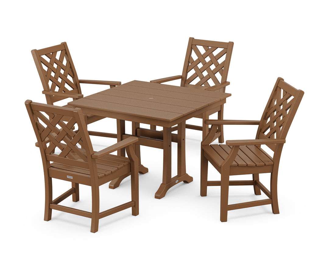 Country Living Wovendale 5-Piece Farmhouse Dining Set with Trestle Legs