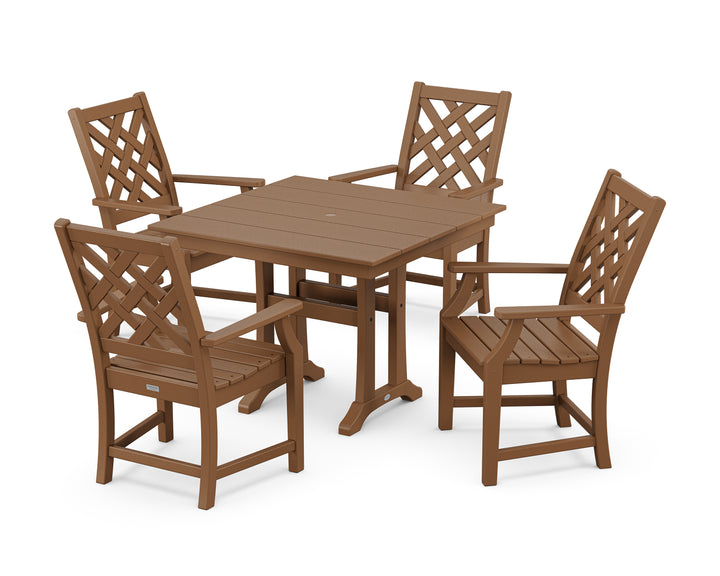 Country Living Wovendale 5-Piece Farmhouse Dining Set with Trestle Legs
