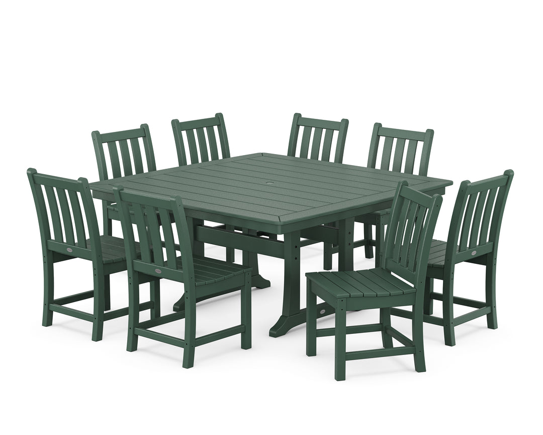 POLYWOOD® Traditional Garden 9-Piece Nautical Trestle Dining Set
