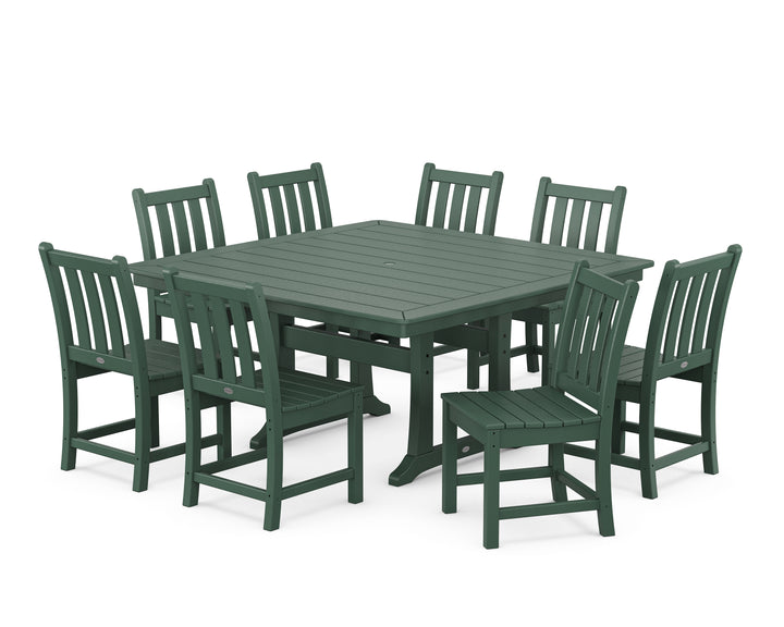 POLYWOOD® Traditional Garden 9-Piece Nautical Trestle Dining Set