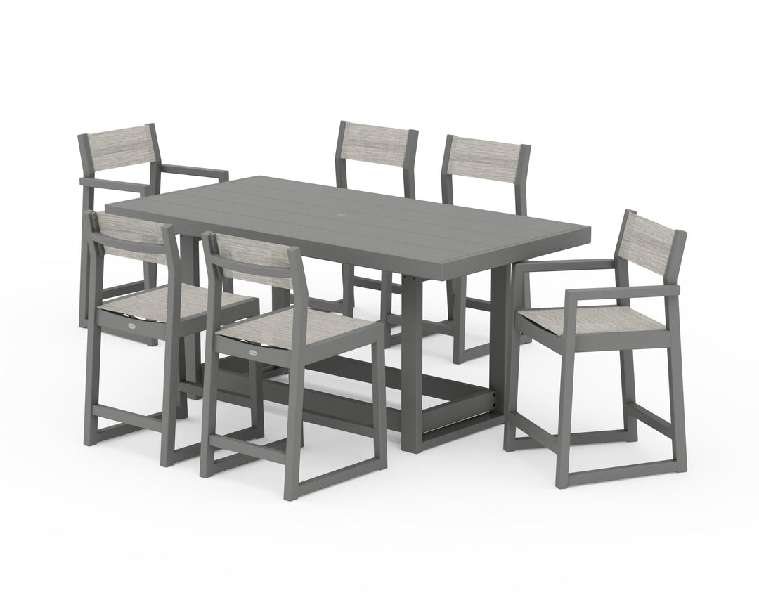 POLYWOOD® EDGE Sling 7-Piece Counter Table Set