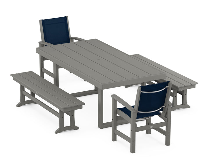 POLYWOOD® Coastal 5-Piece Dining Set with Trestle Legs