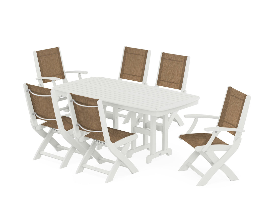 POLYWOOD® Coastal Folding Chair 7-Piece Dining Set