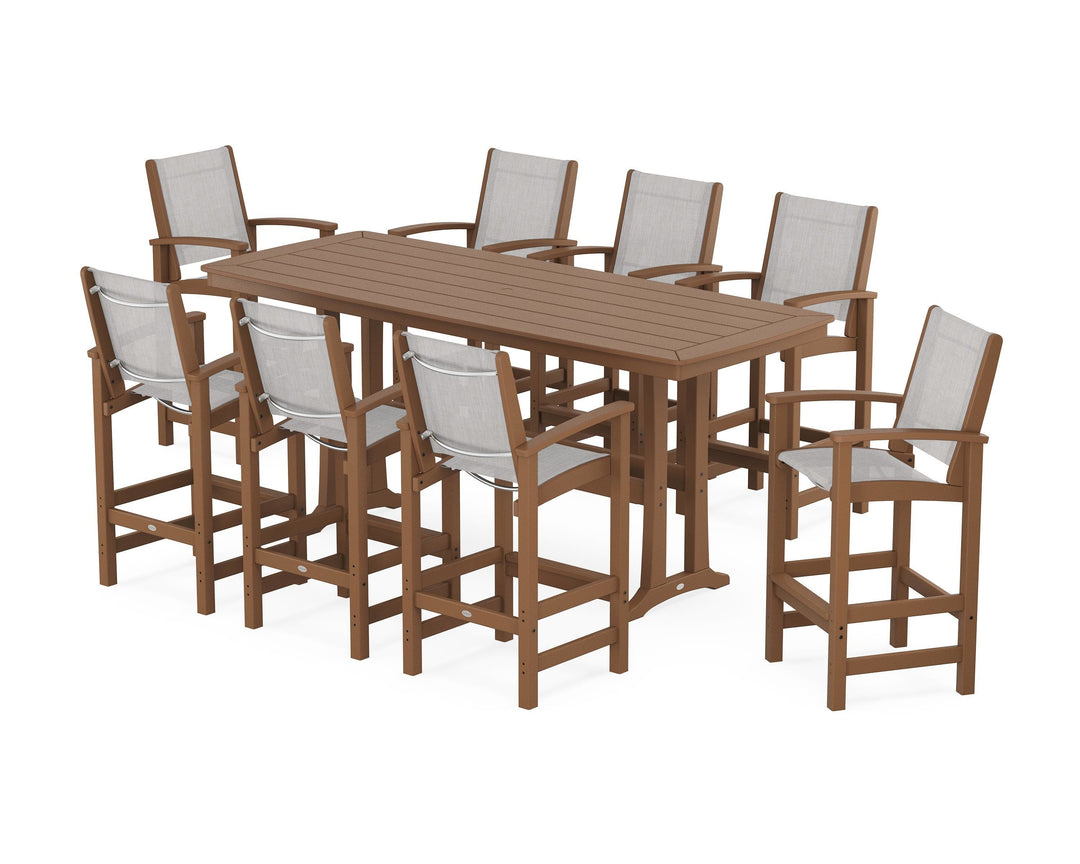 POLYWOOD® Coastal 9-Piece Bar Set with Trestle Legs