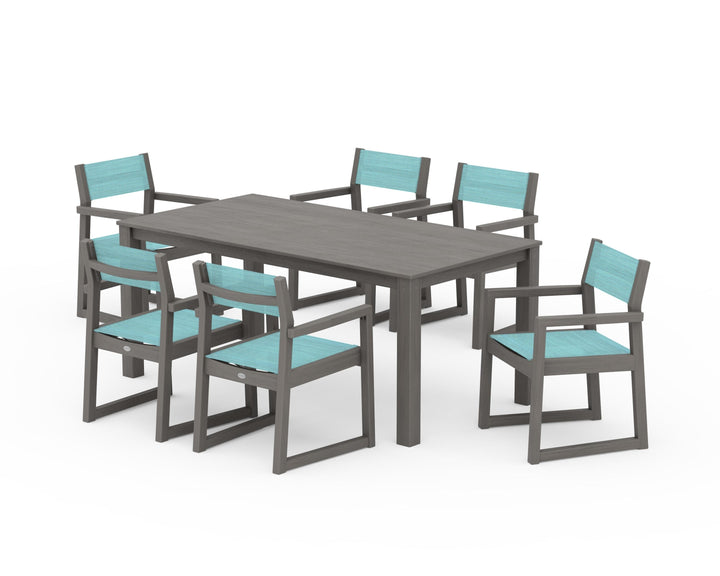 POLYWOOD® EDGE Sling Arm Chair 7-Piece Parsons Dining Set