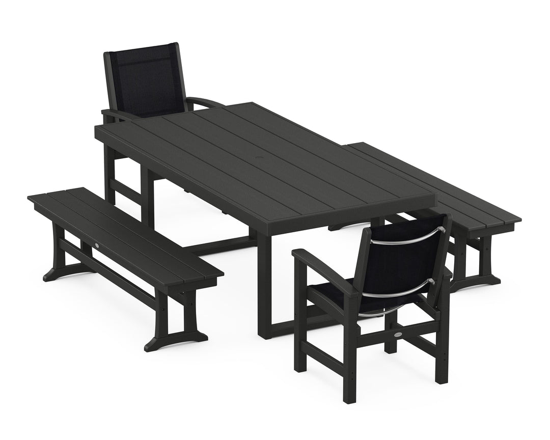 POLYWOOD® Coastal 5-Piece Dining Set with Trestle Legs