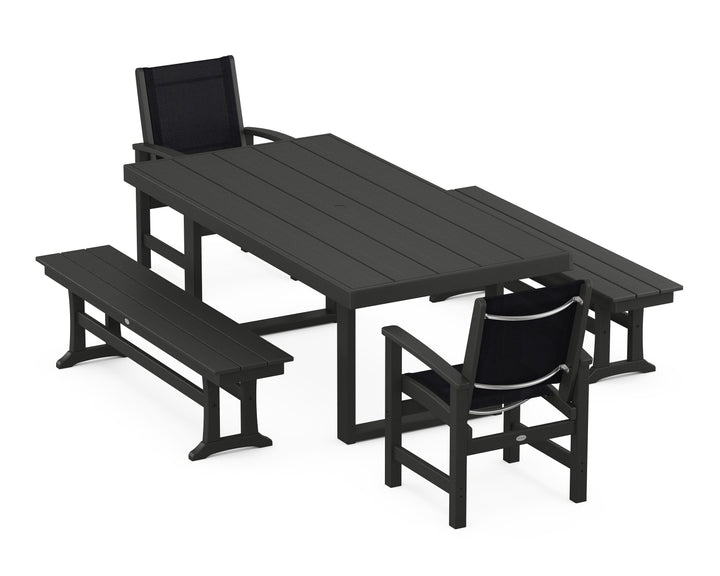 POLYWOOD® Coastal 5-Piece Dining Set with Trestle Legs