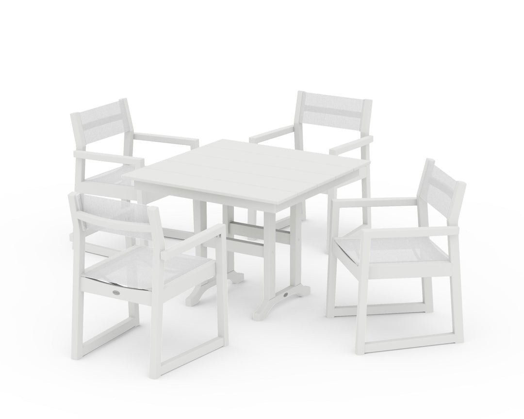 POLYWOOD® EDGE Sling Arm Chair 5-Piece Farmhouse Dining Set