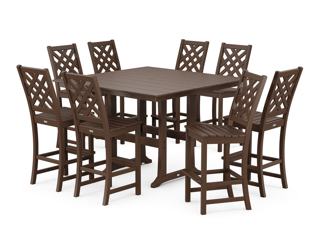 Country Living Wovendale Side Chair 9-Piece Square Farmhouse Bar Set with Trestle Legs