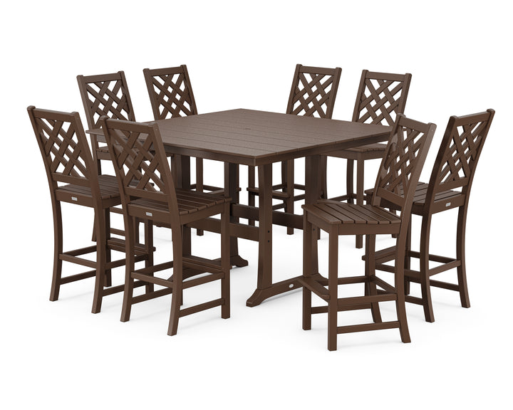 Country Living Wovendale Side Chair 9-Piece Square Farmhouse Bar Set with Trestle Legs