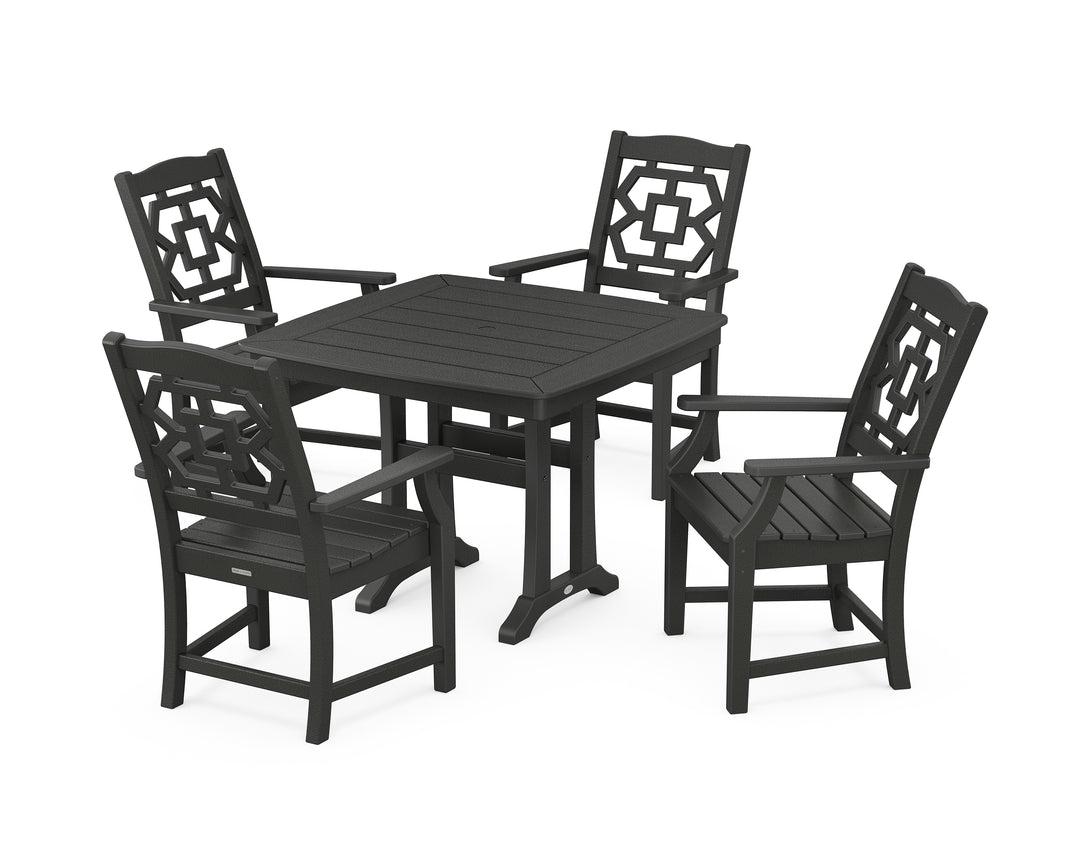 Martha Stewart by POLYWOOD® Chinoiserie 5-Piece Dining Set with Trestle Legs