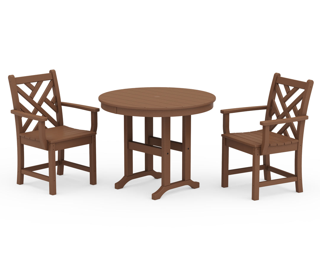 POLYWOOD® Chippendale 3-Piece Round Dining Set