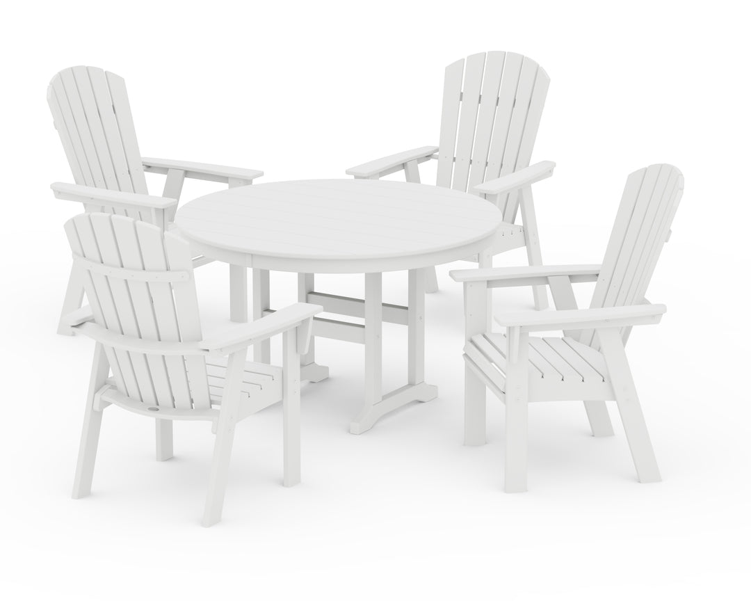 POLYWOOD® Nautical Adirondack 5-Piece Round Farmhouse Dining Set