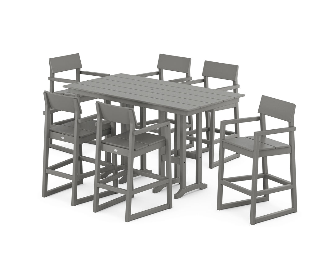 POLYWOOD® EDGE Arm Chair 7-Piece Farmhouse Bar Set