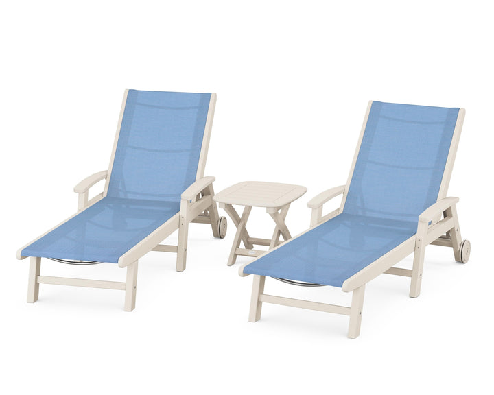 POLYWOOD® Coastal 3-Piece Wheeled Chaise Set