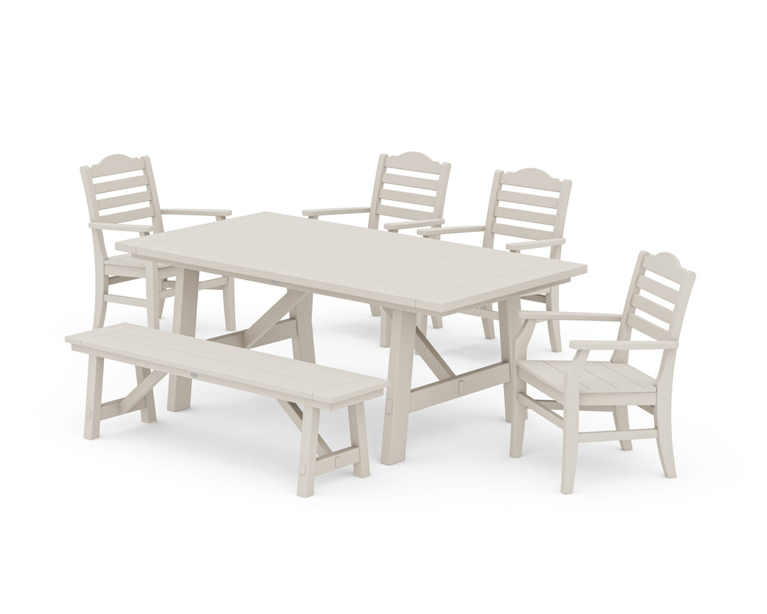 POLYWOOD® Savannah 6-Piece Rustic Farmhouse Dining Set with Bench