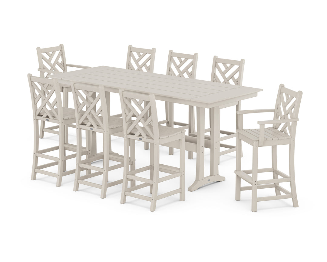 POLYWOOD® Chippendale 9-Piece Farmhouse Bar Set with Trestle Legs