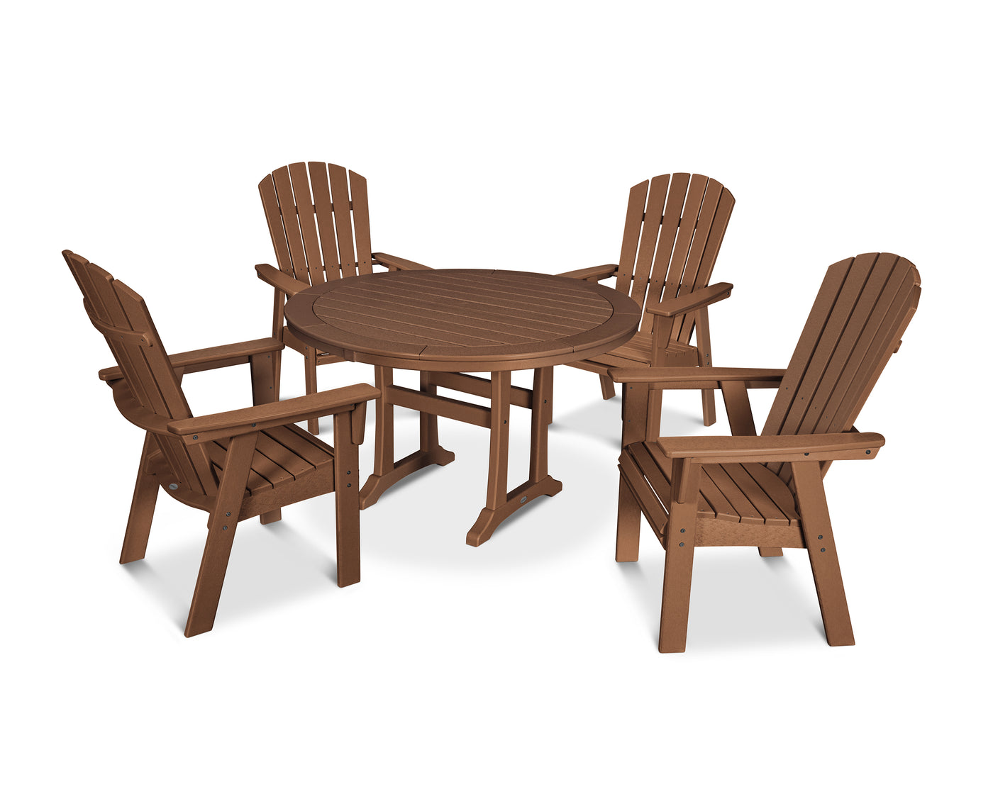 Nautical Curveback Adirondack 5-Piece Round Dining Set with Trestle Legs