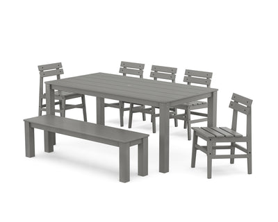 Modern Studio Plaza Chair 7-Piece Parsons Dining Set with Bench