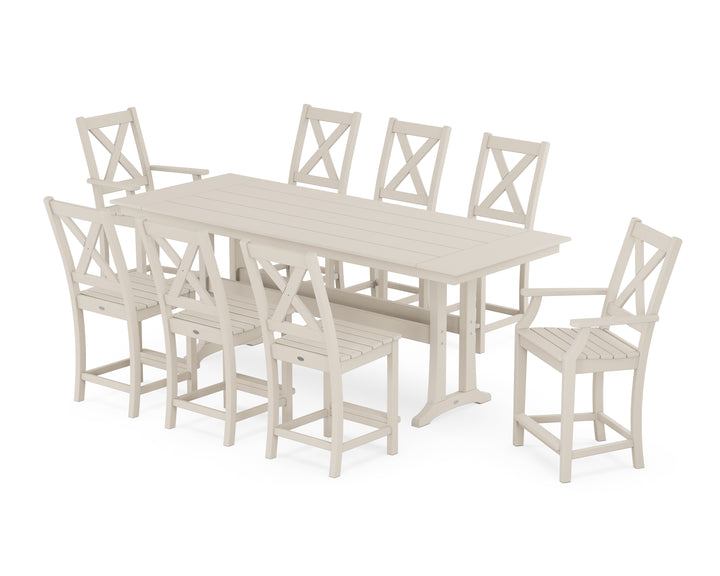 POLYWOOD® Braxton 9-Piece Farmhouse Counter Set with Trestle Legs