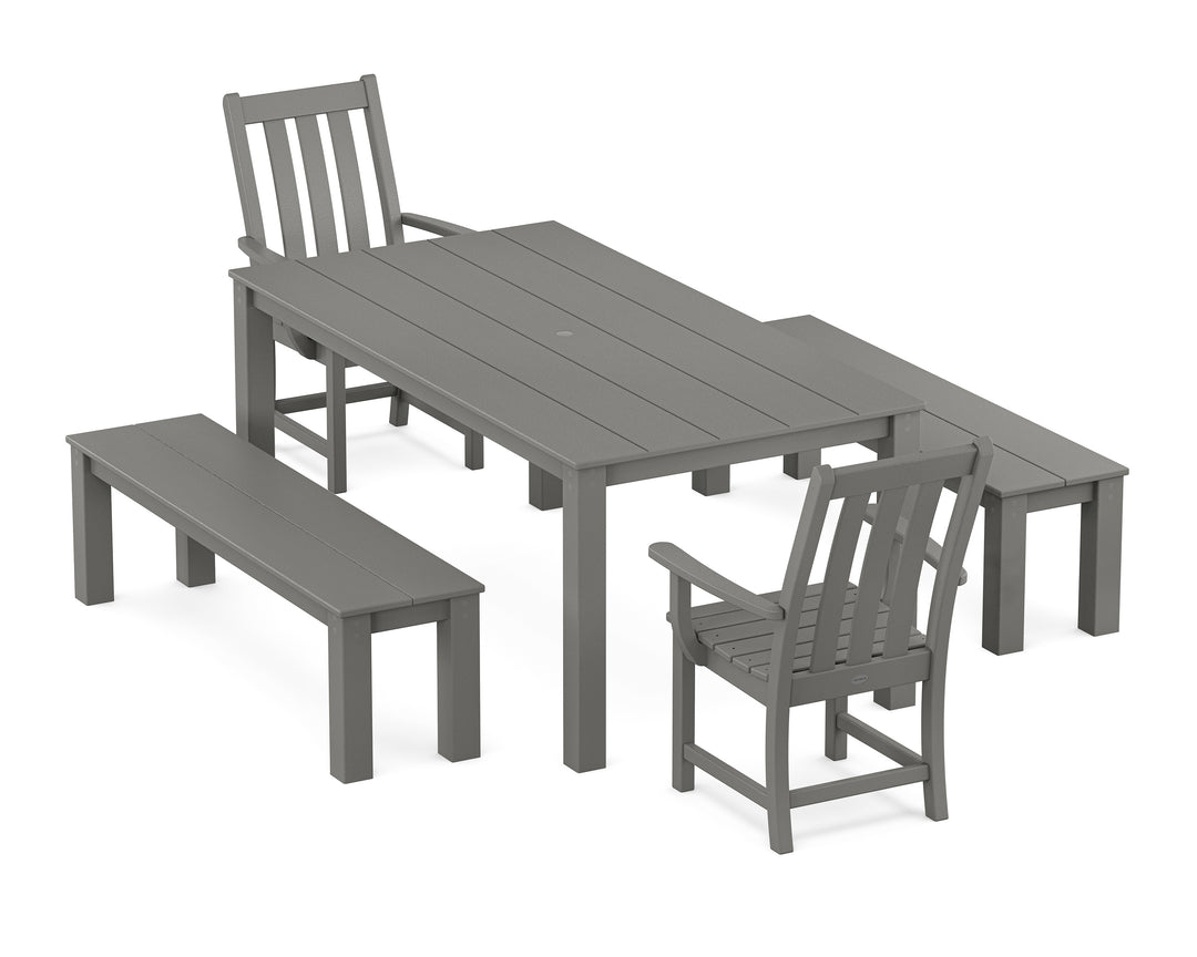 POLYWOOD® Vineyard 5-Piece Parsons Dining Set with Benches