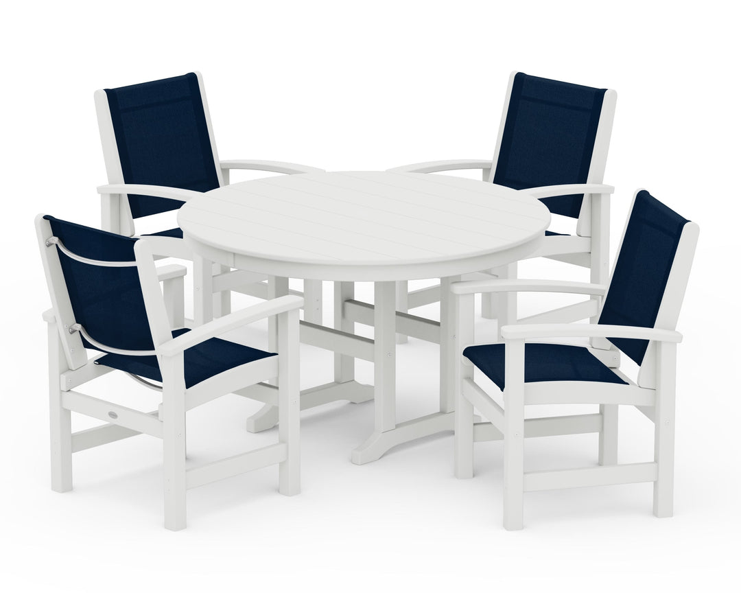POLYWOOD® Coastal 5-Piece Round Farmhouse Dining Set