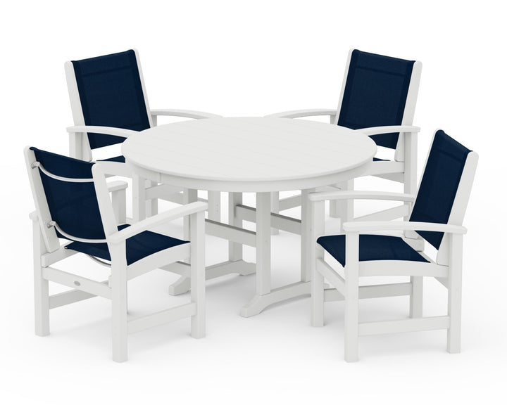 POLYWOOD® Coastal 5-Piece Round Farmhouse Dining Set