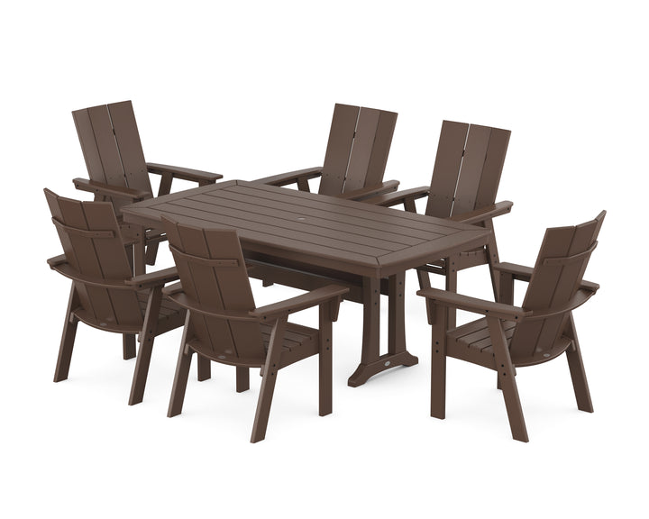 POLYWOOD® Modern Curveback Adirondack 7-Piece Dining Set with Trestle Legs