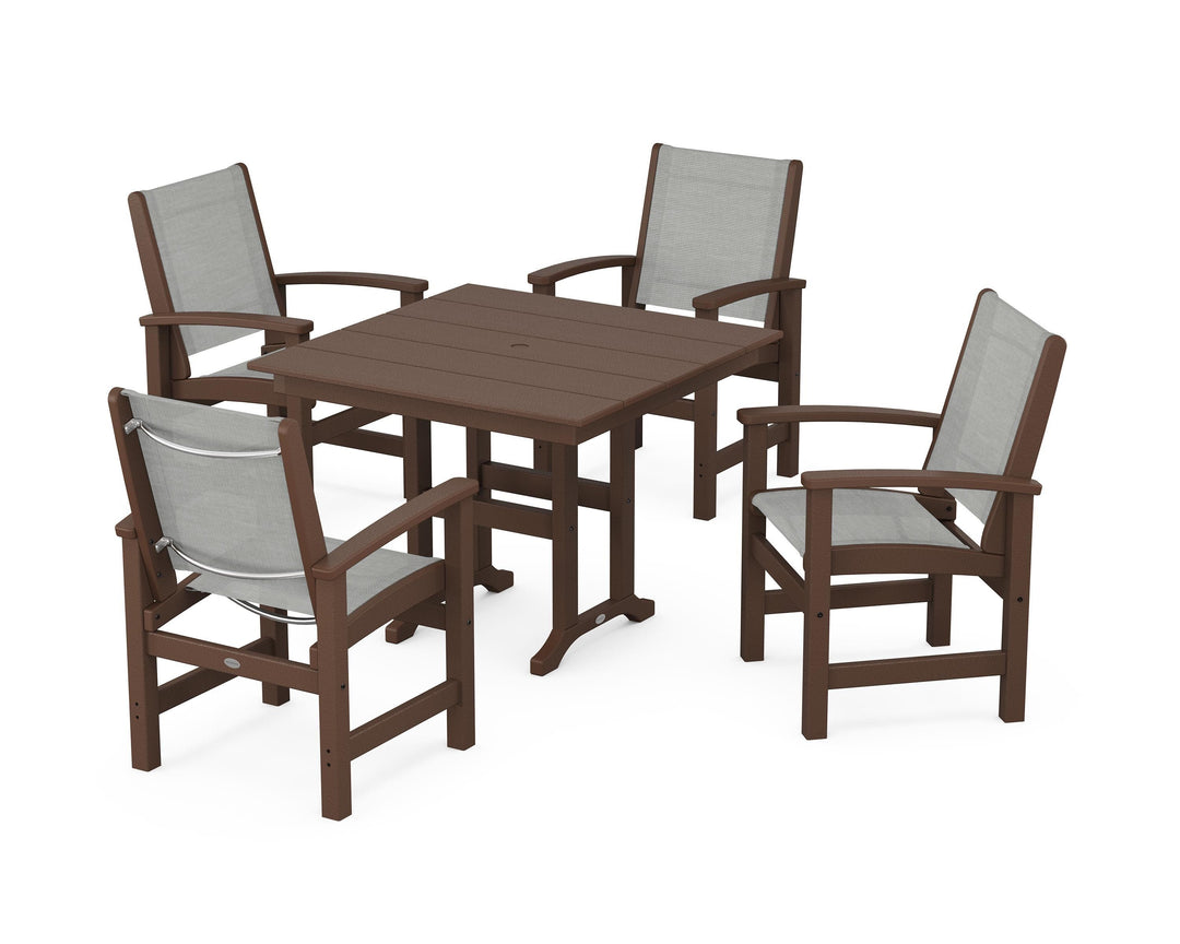 POLYWOOD® Coastal 5-Piece Farmhouse Dining Set