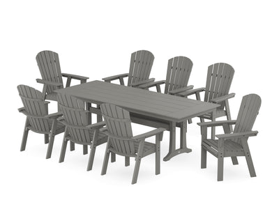 Nautical 9-Piece Curveback Adirondack Farmhouse Dining Set with Trestle Legs