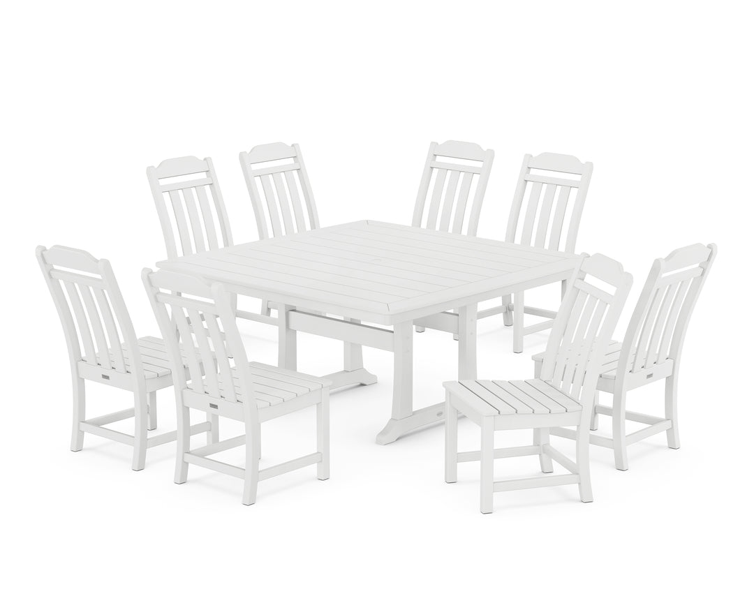 Country Living Cottage 9-Piece Square Side Chair Dining Set with Trestle Legs