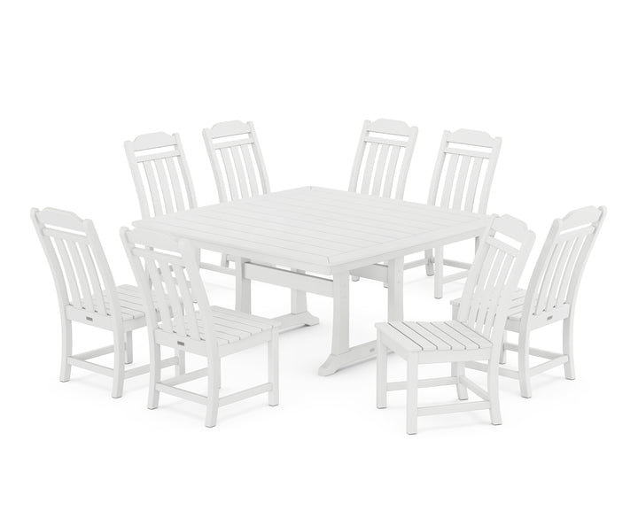 Country Living Cottage 9-Piece Square Side Chair Dining Set with Trestle Legs