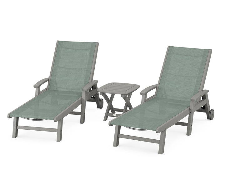 POLYWOOD® Coastal 3-Piece Wheeled Chaise Set
