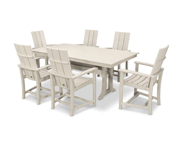 POLYWOOD® Modern Adirondack 7-Piece Farmhouse Dining Set with Trestle Legs