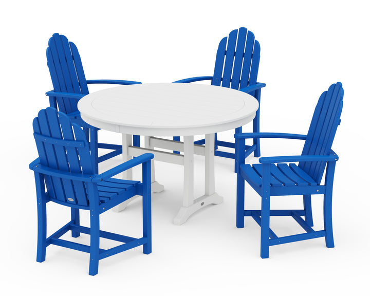 POLYWOOD® Classic Adirondack 5-Piece Round Dining Set with Trestle Legs