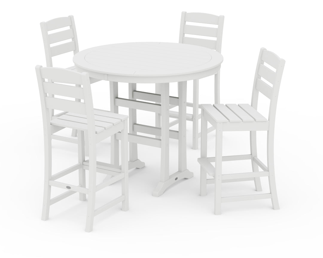 POLYWOOD® Lakeside 5-Piece Round Farmhouse Side Chair Bar Set