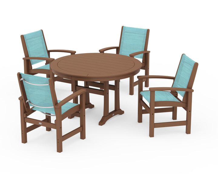 POLYWOOD® Coastal 5-Piece Round Dining Set with Trestle Legs