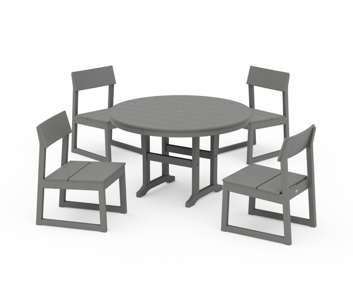 POLYWOOD® EDGE Side Chair 5-Piece Round Farmhouse Dining Set
