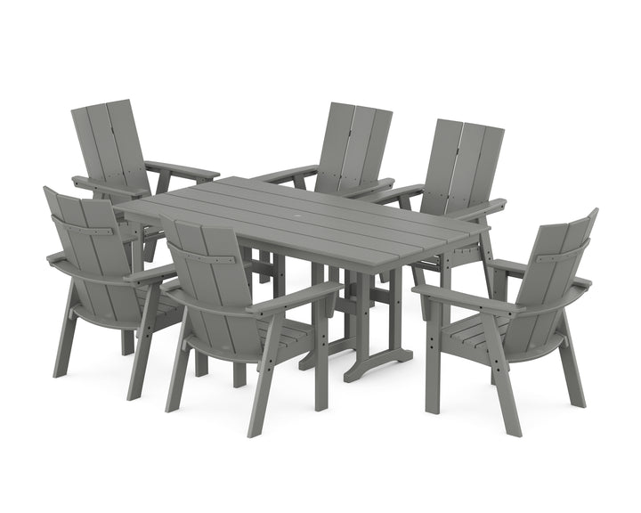 POLYWOOD® Modern Curveback Adirondack 7-Piece Farmhouse Dining Set