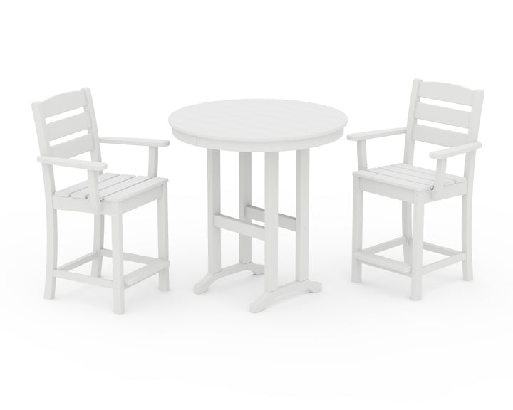 POLYWOOD® Lakeside 3-Piece Round Farmhouse Arm Chair Counter  Set